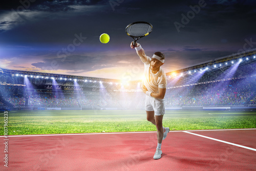 Professional tennis player. Mixed media photo