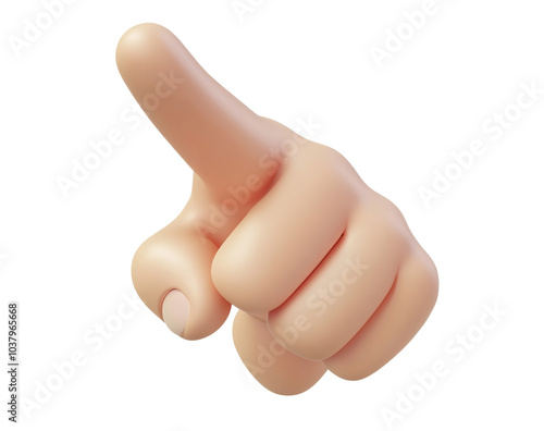 3D Cartoon Hand Pointing Gesture High Detail Illustration