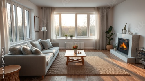 Bright and Airy Scandinavian Living Room with Natural Light and Minimalist Design