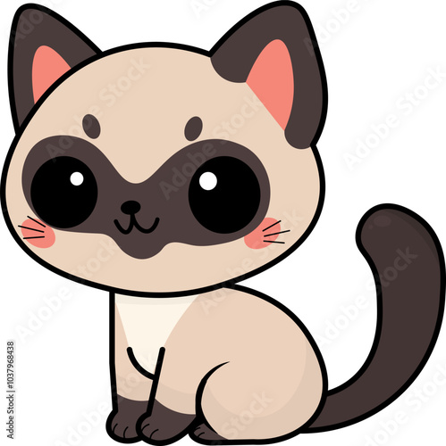 Cute Siamese cat illustration, for backgrounds designers