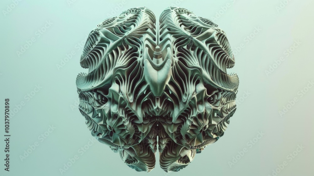 a human brain, with fractal patterns expanding infinitely