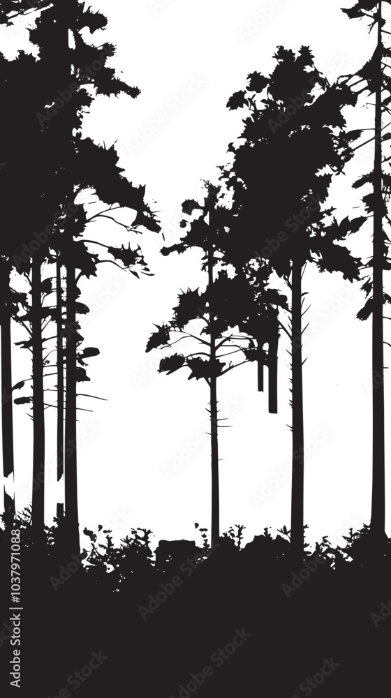 Fototapeta premium A foggy mountain landscape. silhouette illustration