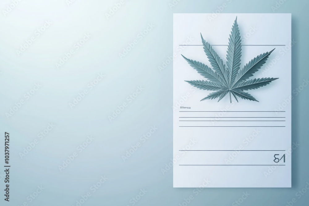 Minimalist Cannabis Leaf on White Background Minimalist Cannabis Leaf on White Background