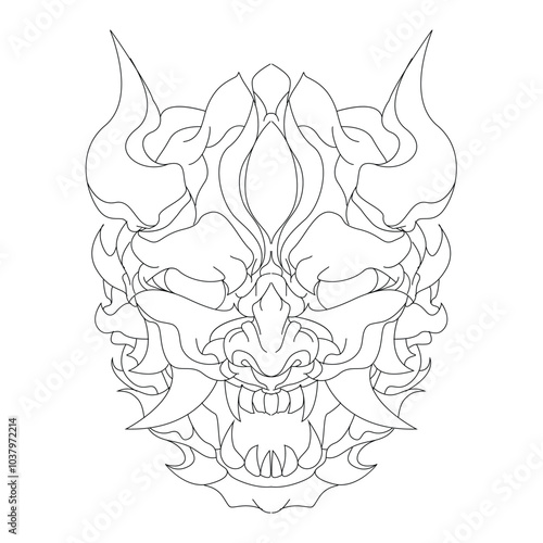 illustration line art or inking with satan devil theme