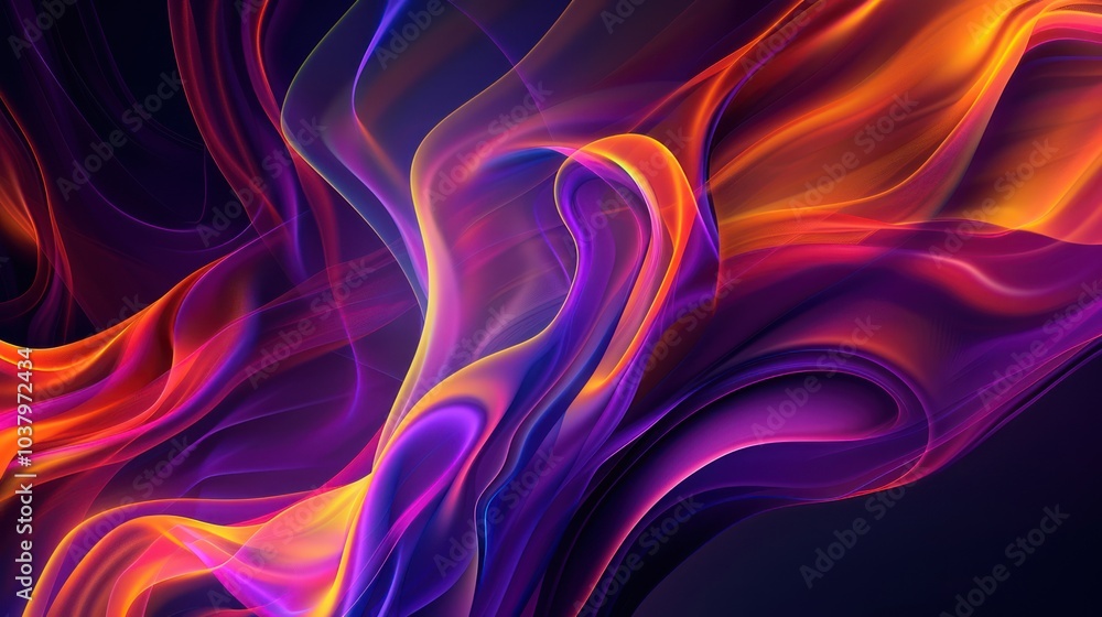 Abstract Swirling Shapes in Purple, Orange, and Yellow Abstract Swirling Shapes in Purple, Orange, and Yellow