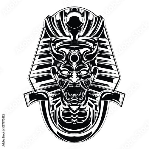 illustration line art or inking with satan devil theme