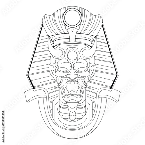 illustration line art or inking with satan devil theme