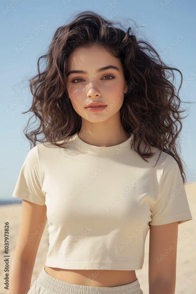 Stylish Sand T-Shirt Mockup for Beachwear Promotion Stylish Sand T-Shirt Mockup for Beachwear Promotion