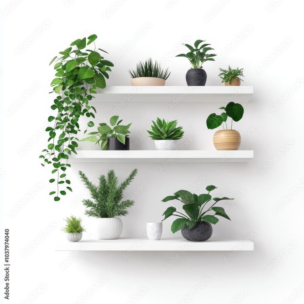 Aesthetic Floating Shelves with Houseplants and Decor Aesthetic Floating Shelves with Houseplants and Decor