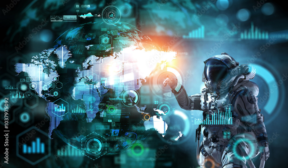 Space technology concept. Mixed media Space technology concept. Mixed media