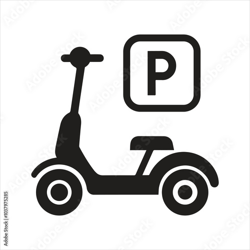Scooter parking icon. Kids scooter icon
