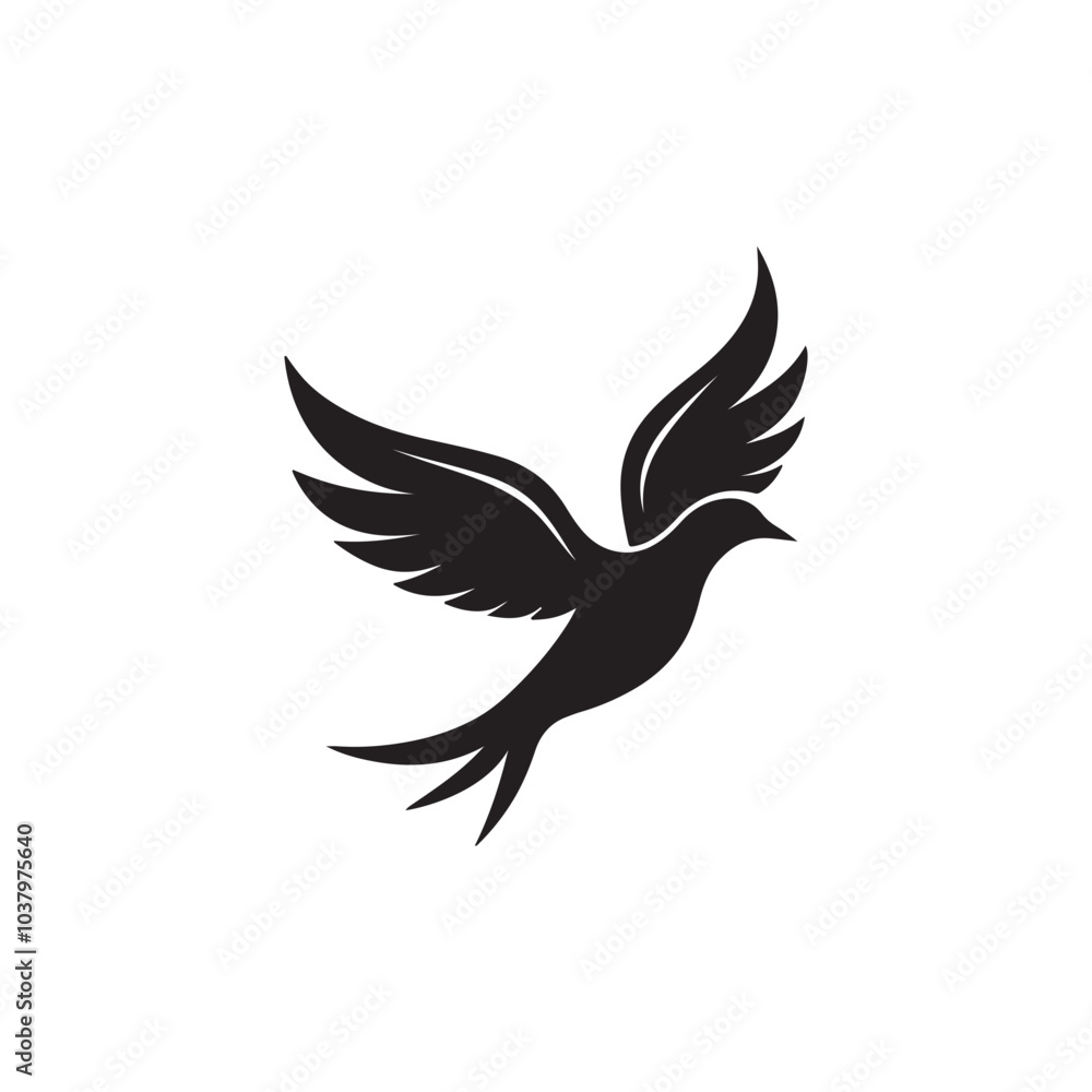 Obraz premium Illustration with silhouettes of four bird