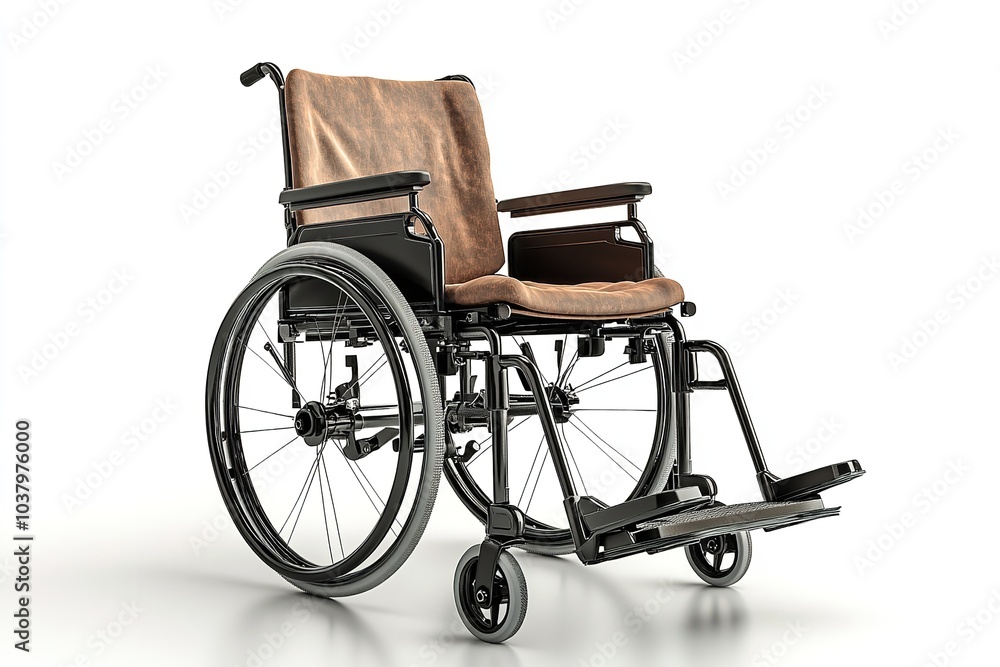 Fototapeta premium A wheelchair on a white backdrop, isolated. Generative Ai