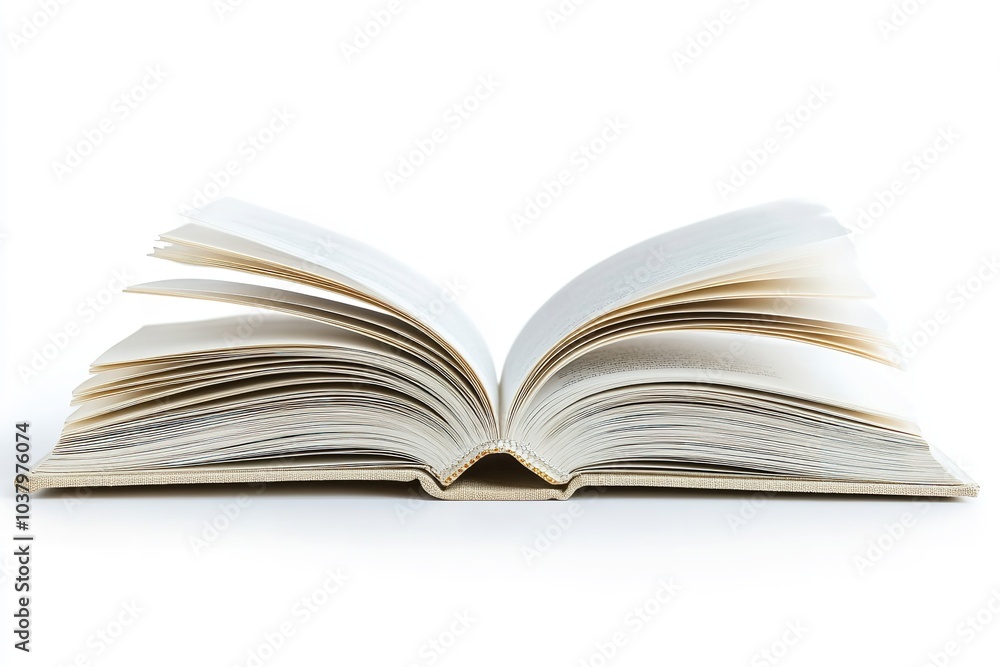 An open book on a white backdrop, isolated. Generative Ai An open book on a white backdrop, isolated. Generative Ai
