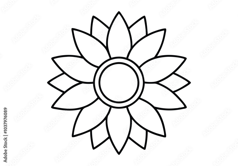 Continuous Line Art of a Sunflower – Botanical Vector Design Continuous Line Art of a Sunflower – Botanical Vector Design