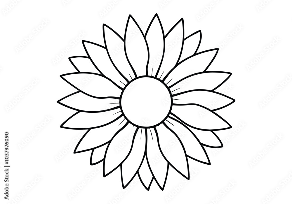 Continuous Line Art of a Sunflower – Botanical Vector Design Continuous Line Art of a Sunflower – Botanical Vector Design