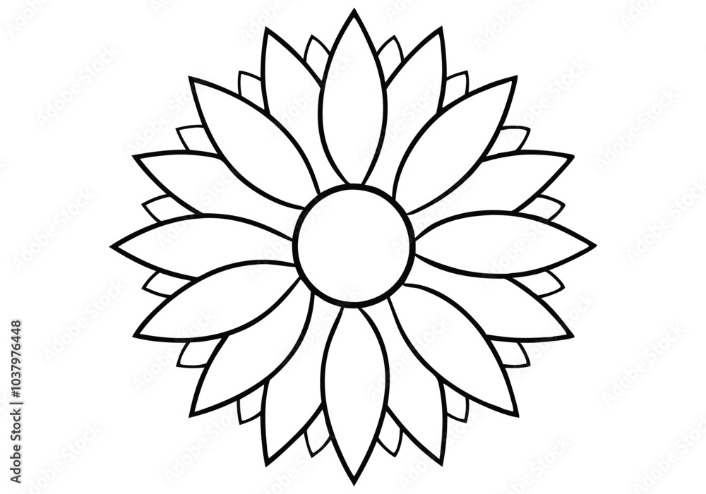 Continuous Line Art of a Sunflower – Botanical Vector Design Continuous Line Art of a Sunflower – Botanical Vector Design
