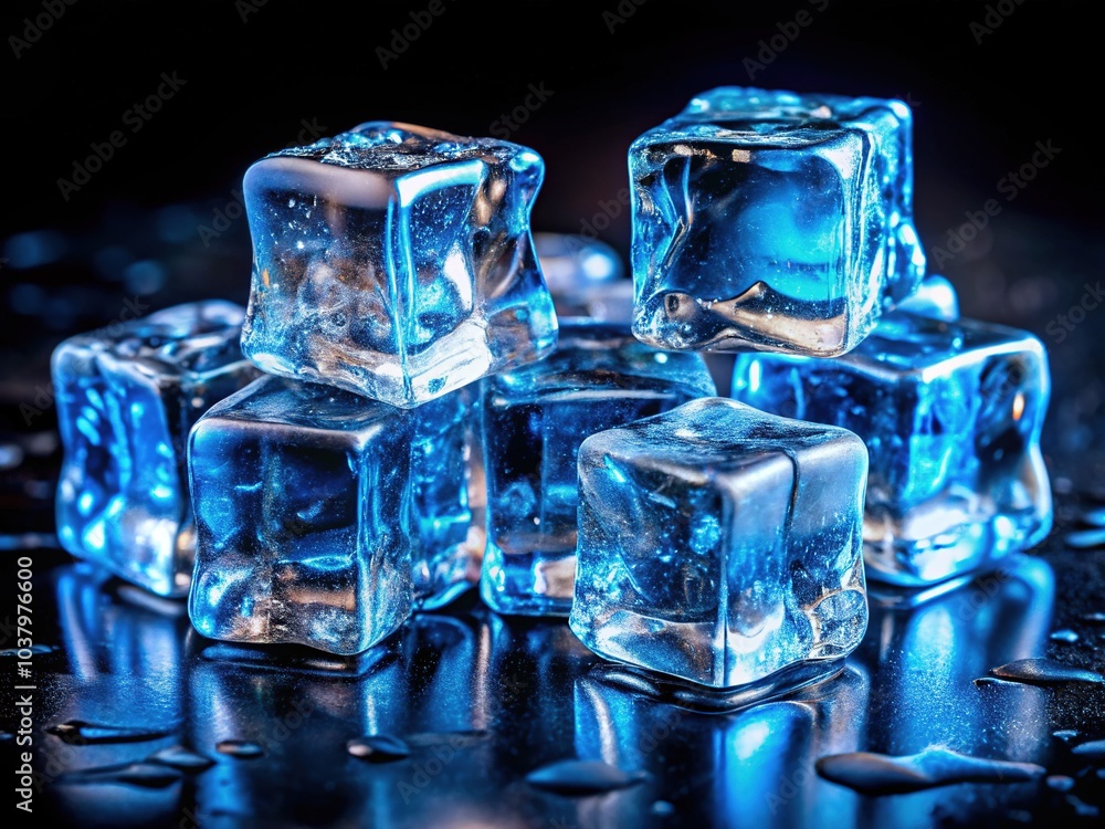 Black canvas highlights the translucent purity of frozen water. Black canvas highlights the translucent purity of frozen water.