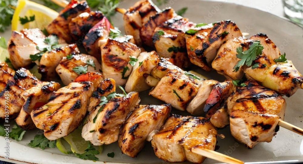 Shashlyk, grilled meat and vegetables Shashlyk, grilled meat and vegetables