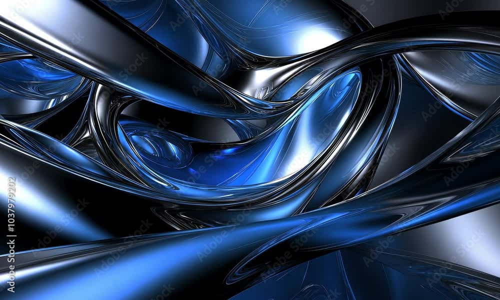 Abstract blue and silver metallic swirls with a glossy finish. Abstract blue and silver metallic swirls with a glossy finish.