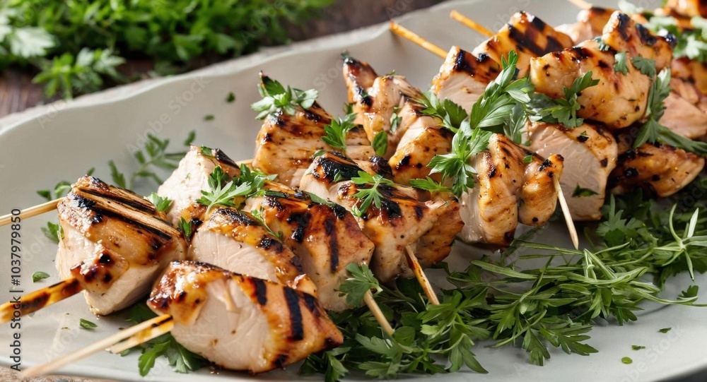 Shashlyk, grilled meat and vegetables Shashlyk, grilled meat and vegetables