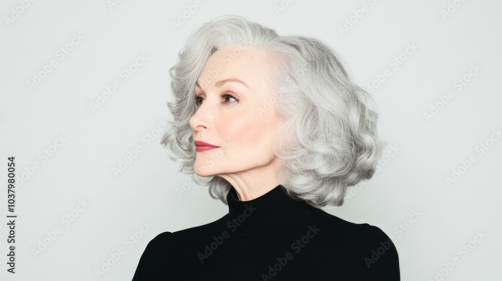 A close-up of an elderly woman with gray hair and wrinkles being supportive and looking to the side with copy space. A close-up of an elderly woman with gray hair and wrinkles being supportive and looking to the side with copy space.