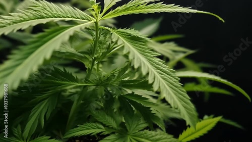 closeup 4K footage cannabis plant grows pot detailed views leaves highlighting popularity home cultivation mp’s uses modern rbal remedies cannabidiol products ganja leaf mp drug green nature natural