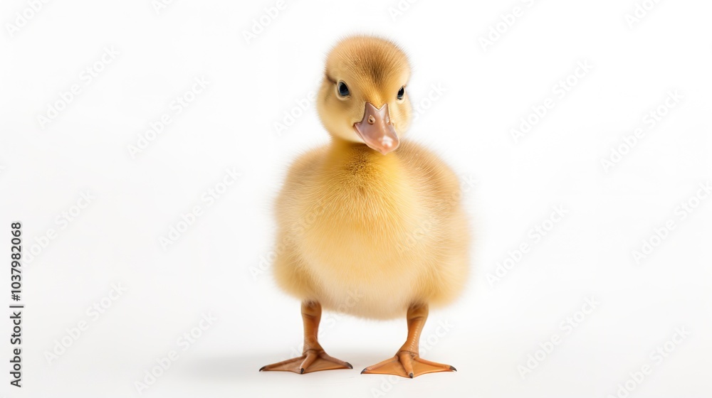 Cute duckling standing on white background, showcasing fluffy feathers and adorable expression. Perfect for animal and nature-themed designs. Cute duckling standing on white background, showcasing fluffy feathers and adorable expression. Perfect for animal and nature-themed designs.
