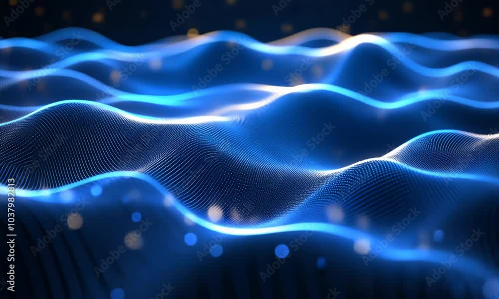 Abstract blue digital wave with small dots. Abstract blue digital wave with small dots.