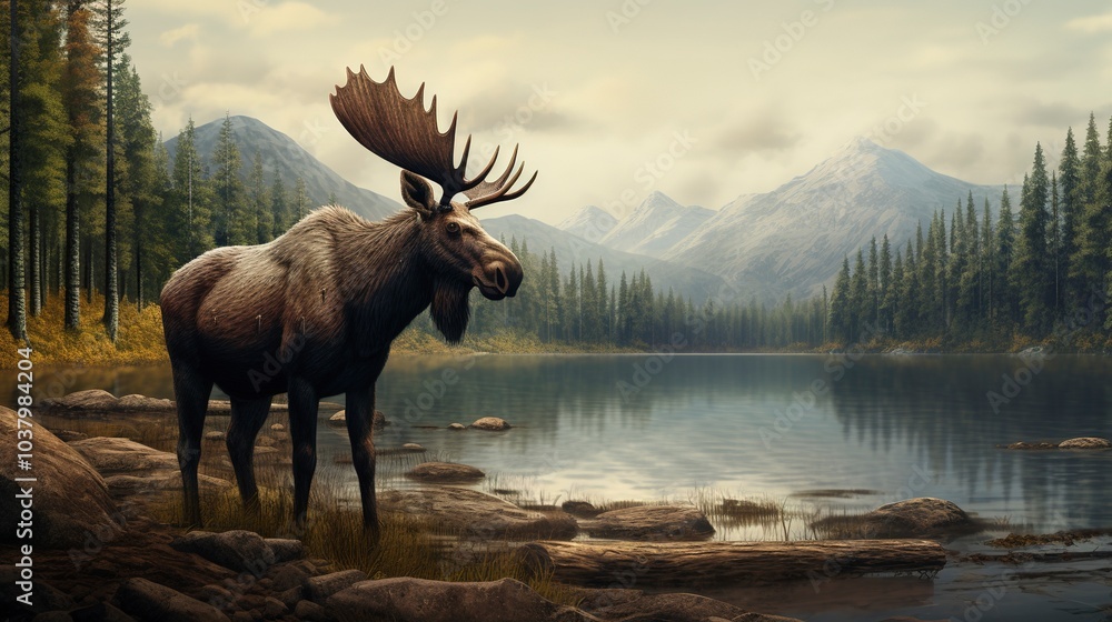 a moose with beautiful natural background a moose with beautiful natural background