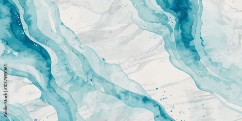 Vector watercolor ocean wave line blue and white background. Ocean sea art with natural template. Seamless soft blue ocean pattern wave water background.
