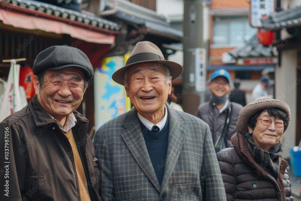 Unidentified Japanese senior men in Shibuya, Tokyo, Japan Unidentified Japanese senior men in Shibuya, Tokyo, Japan