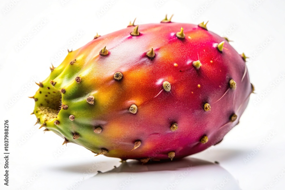 Timeless beauty: a prickly pear fruit frozen in motion, bathed in white light. Timeless beauty: a prickly pear fruit frozen in motion, bathed in white light.