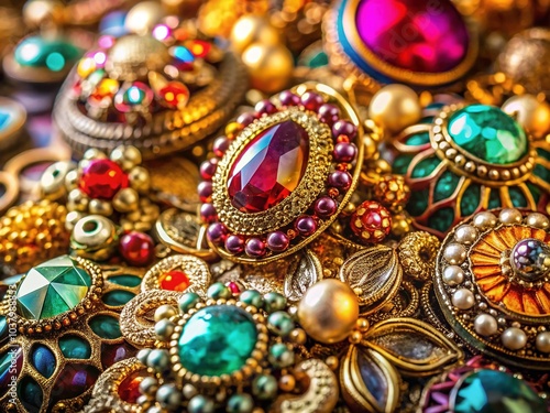 Vintage jewelry's beauty unveiled, close-up with heightened depth of field.