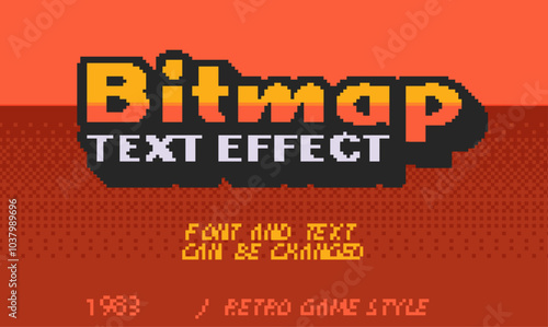retro bitmap text effect. 100% editable vector file.