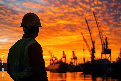 Engineer standing at port