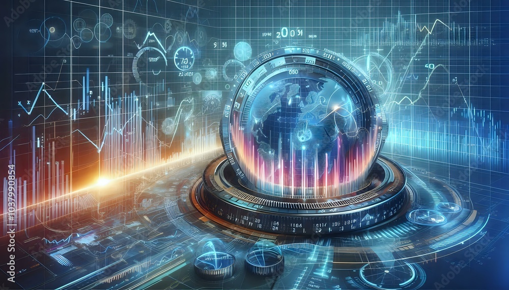 Fototapeta premium Futuristic Financial Analysis and Data Visualization Workspace