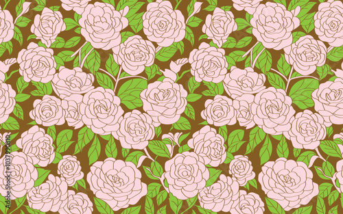 Rose flower, seamless pattern for decorating all fashion designs, fabrics, wallpapers and prints. on a dark background
