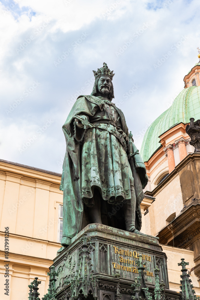 Monument to Charlemagne at entrance to the Charles Bridge in historic part of Prague in Czech Republic Monument to Charlemagne at entrance to the Charles Bridge in historic part of Prague in Czech Republic