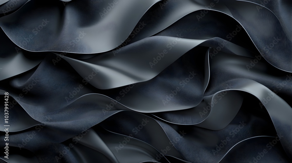 Fototapeta premium Dramatic Crumpled Black Fabric Abstract Background
