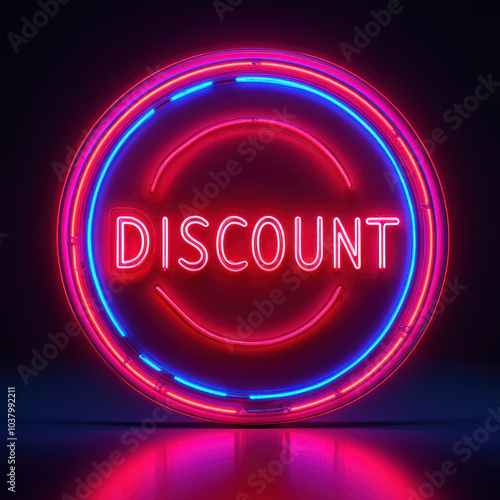 Blue and Red Neon "Discount" Sign