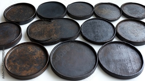 Rustic Black Wooden Coasters Set Home Decor Tabletop Kitchenware