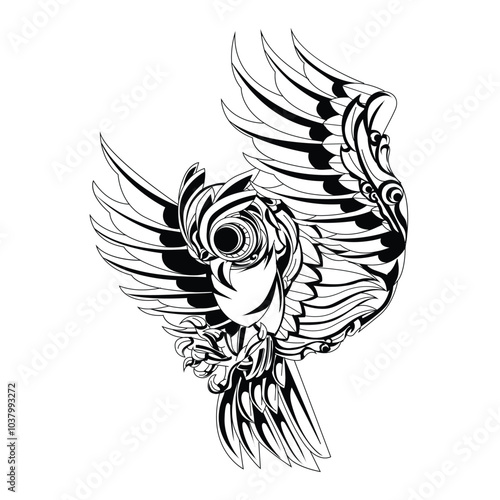 illustration mythical animal inking and line art