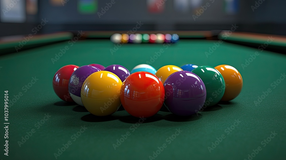 A snooker table captured mid-game, colored balls placed strategically, awaiting the next move.