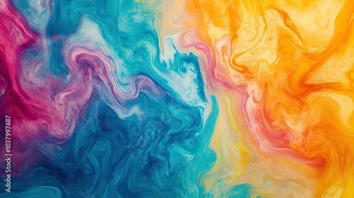 A tie-dye background with vibrant swirling colors, creating an energetic and playful design.