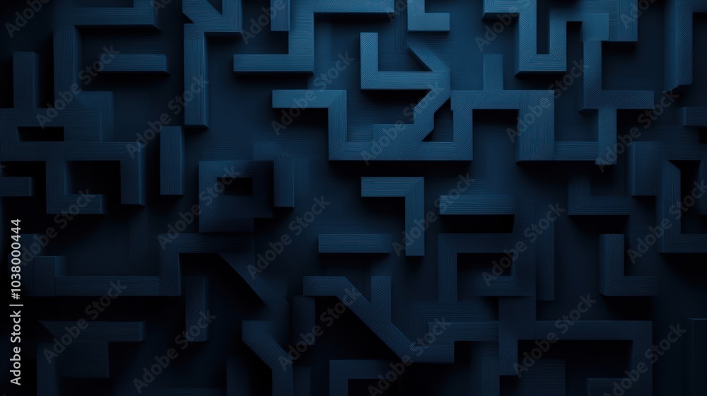 Abstract maze-like pattern in dark blue, creating a sense of depth and complexity. Abstract maze-like pattern in dark blue, creating a sense of depth and complexity.