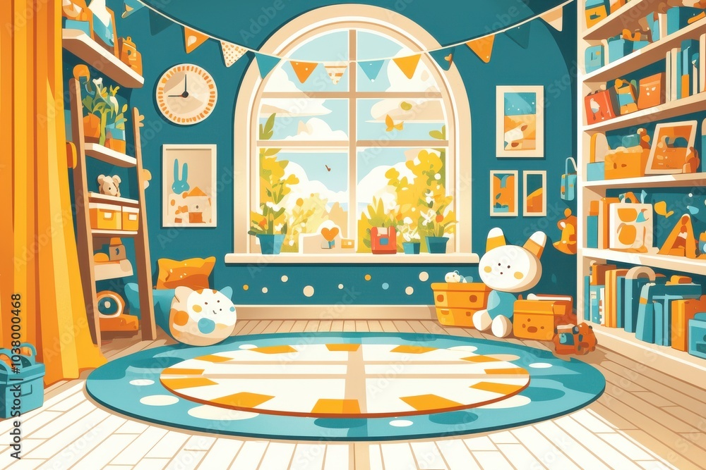 Whimsical Children's Room with Vibrant Colors and Playful Decor Whimsical Children's Room with Vibrant Colors and Playful Decor