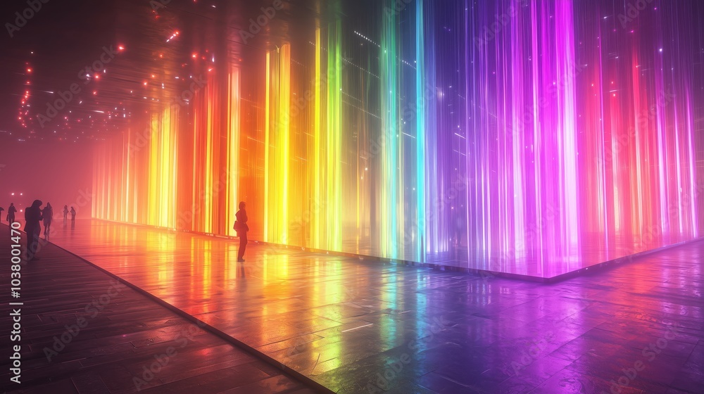 Endless Rainbow Light Pillars in Smooth Glow Endless Rainbow Light Pillars in Smooth Glow