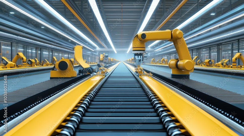 Industrial Automation with Robotic Arms in Factory Setting Industrial Automation with Robotic Arms in Factory Setting