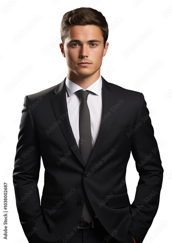 Man in a black office suit on a transparent background Man in a black office suit on a transparent background